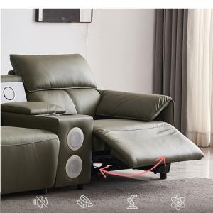 China First Layer Cowhide Three-Seat Functional Dark Green Sofa Living Room Leather Art Furniture Electric Sofa factory