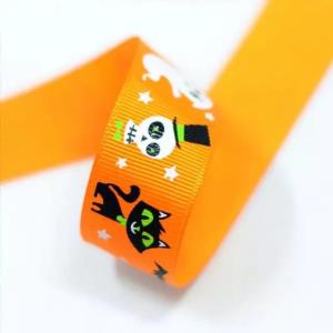 China Diy Party Decoration Cartoon Pattern Halloween Holiday Grosgrain Printed Ribbon 25mm 1 Inch factory