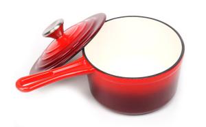 China Enamel Coated Cast Iron Round Saucepan with Lid factory