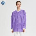 Three Pockets Disposable Lab Coats White Pink Purple Laboratory Lab Coat