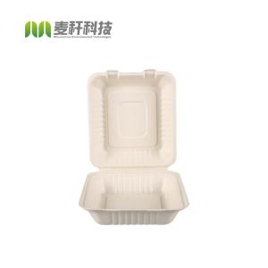 China biodegradable disposable sugarcane bagasse takeaway food container packaging clamshell lunch box factory