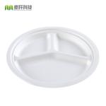 USA Market Compostable BBQ Tableware Bagasse 3 compartment Round Plate