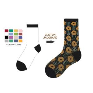 China In-stock Wholesale Custom Design Cotton Socks Japanese Korean Preppy Style Floral Plaid Socks Winter Socks factory