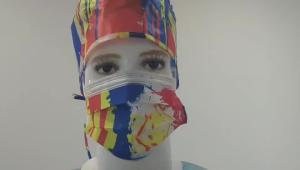 China S&amp;J Vibrant Colored Pattern Printed Disposable Surgical Cap Nonwoven Straps Tied on Back Children Hospital Dentist Office factory