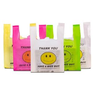 China Custom Printed Hepe Thank You T-Shirt Bags Plastic T Shirt Bags With Logos factory