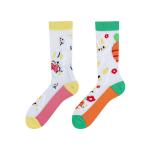 Factory Custom Novelty Ab Fashion Couple Glass Socks Jacquard Crew Cartoon Socks