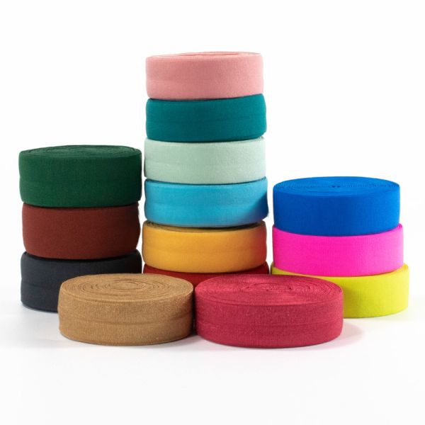 wholesale 888 colors fold over elastic tape elastic polyester nylon twill tape