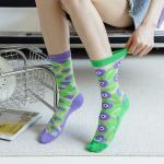 Factory Custom Novelty Ab Fashion Couple Glass Socks Jacquard Crew Cartoon Socks