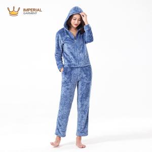 China Women Plus Size Custom Long Trouser Women 100_polyester Luxury Fleece Sleepwere Winter girls sleepwear pajamas factory