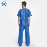 Non woven hospital patient gown uniform V neck short sleeve medical surgical