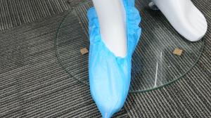China S&amp;J Blue Plastic Protective Shoe Covers SBPP CPE Plastic Protective Foot Covers factory