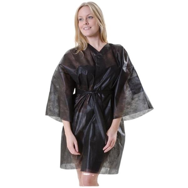 Disposable Nonwoven Kimonos Spa Wear Gown Salon Gown White Black Bathrobe Nylon