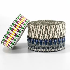China 40mm wide colorful polyester cotton jacquard weave webbing canvas belt handbag luggage straps shoes garment factory