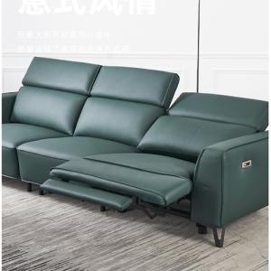 China New Italian Style First Layer Cowhide Functional Modern Minimalist Manual Headrest Metal High Leg Leather Sofa factory
