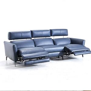 China Top Layer Cowhide Three-Seat Functional Stretch Sofa Leather Art Smart Furniture Electric Sofa Combination factory