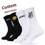 Custom Jacquard Design Letter Happy Face Socks Cozy Wholesale Cotton Socks sport