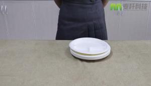 China 3 Parts Round White Dessert Biodegradable Disposable Plate Sugarcane Material factory