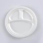 10" Round 3-Compartment natural sugarcane fiber Plate
