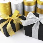 Wholesale High Quality 3/4" Gold And Silver Ribbon Glitter Grosgrain Ribbon Hair
