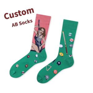 China OEM Ab Contrast Cartoon Novelty Women Crew Socks Creativity Custom Design Socks factory
