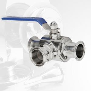 China DIN SMS Stainless Steel Sanitary Valves T Type 3 Way Ball Valve Manufacturer on sale