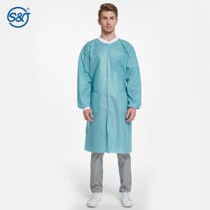 S&J High Performance custom color design SMS Disposable Lab Coat With Knit Cuffs