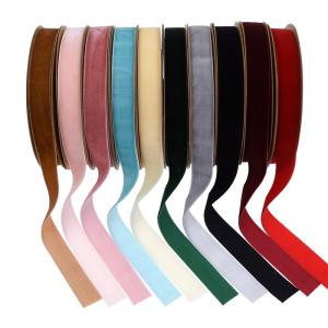 China 2020 new arrival 25mm wide gift box stretch glitter velvet wired ribbon roll factory