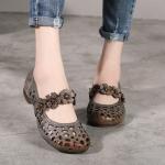 S428Spring And Summer Flowers Hollow Sweet Temperament Leather Handmade Women'S