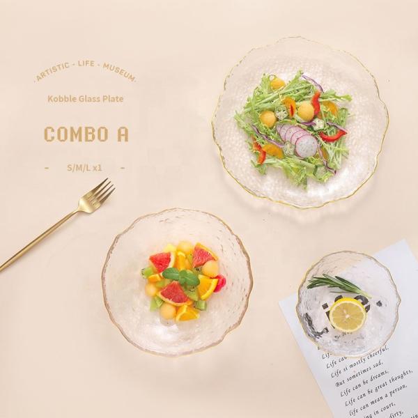 Multipurpose Dinner Glass Plate Chargers With Gold Trim Nontoxic