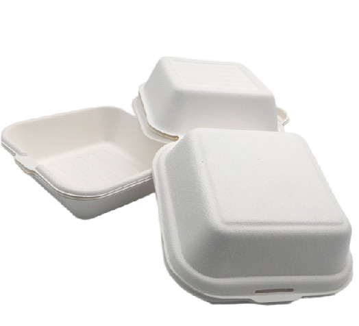 China 6" Disposable Sugarcane Bagasse Hamburger Clamshell Box factory