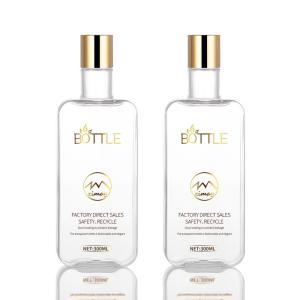 China 300ml Disc Cap Bottle Transparent PETG Material Recycable With Gold Lid factory