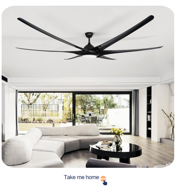 Remote Control 100 Inch Ceiling Fan with Lights and Black ABS Housing Energy Saving