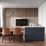 New Modern Solid Wooden Veneer Matt Lacquer Finished Kitchen Cabinet