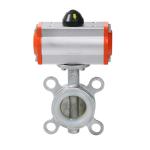 Stainless Steel Handle Pneumatic Butterfly Valve with Pneumatic Actuated