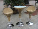 Pool Resin Wicker Bar Set , Outdoor Garden Rattan Bar Furniture