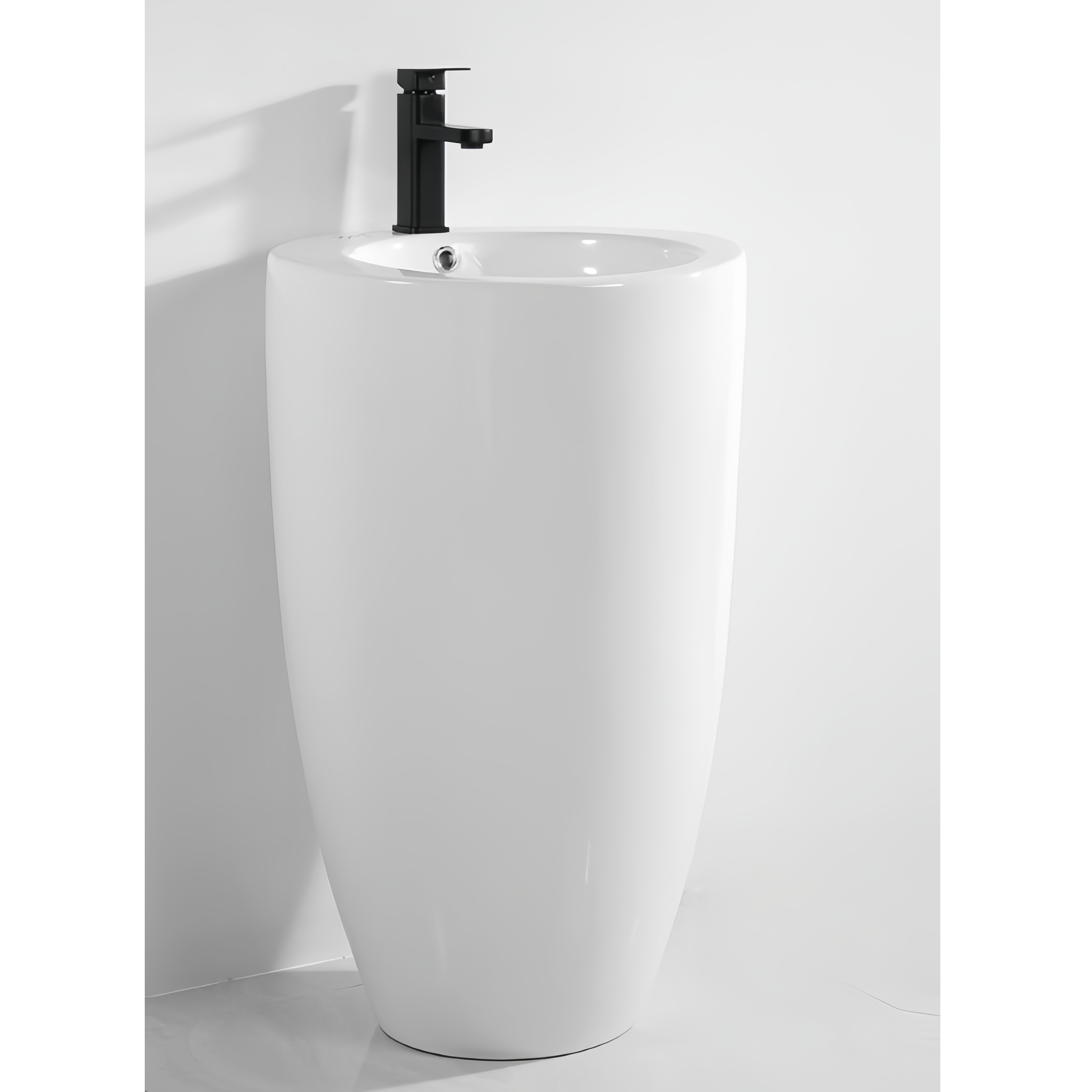 Unique One Piece Ceramic Sanitary Wares Pedestal Round Basin with Cleaning Advantages