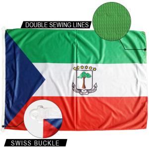 China 3x5' Equatorial Guinea Flag African Country Knitted Polyester Rope and swiss buckle Customized National banner factory