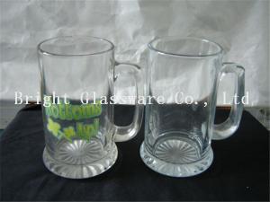 China clear glass beer mugs, glass water cup with decal logo factory