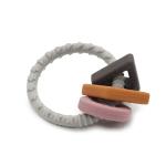 Textured Back Side Massage Silicone Teething Rattle Easy Hold Design