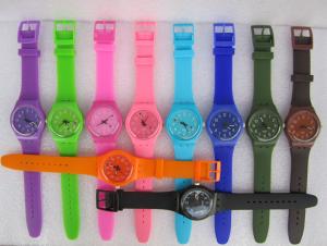 China 10 Candy Colors Jelly Band Silicone Swatch Style Watch With Plastic Case , Quality Japan Movement PC21S factory