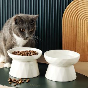 China Ceramic High Foot Pet Slow Food Bowl Protecting Spine Cat Water Bowl factory