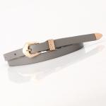 Woman Waist Black Skinny Leather Belt 1.1cm Designer PU Strap