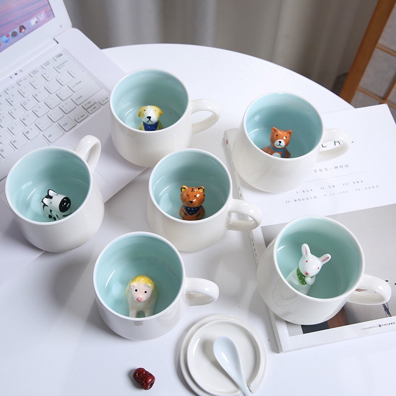 13.5x8.5x8cm Single Layer 3D Plain Porcelain Mugs