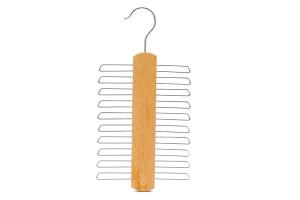 China Betterall Twenty Tiers Burlywood Color Ball End Hook Closet Usage Wooden Tie Hanger factory