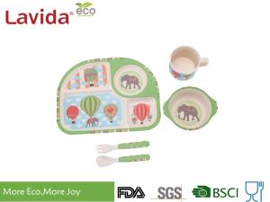 China Free Heavy Metals Bamboo Childrens Dinner Set , 5 PC Set Bamboo Fiber Tableware factory