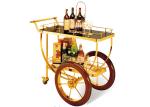 Big Wheel Room Service Equipments Wine Serving Cart Mirror - Gold Finish Fire -