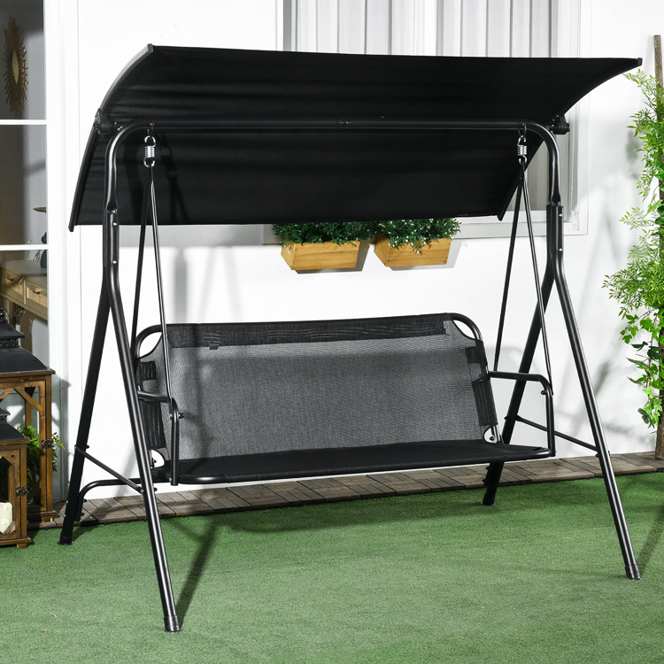 Waterproof Canopy Outdoor Patio Swing Chair Sets for 3 People in Modern Farmhouse Style