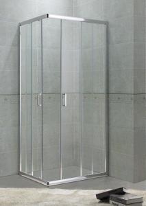 China Corner Sliding Bath Shower Enclosures 6MM Glass With Square Zinc Alloy Handle factory