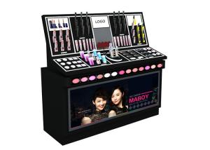 China Elegant Retail Makeup Display Stand Delicate With Healthy Black Paint Material factory