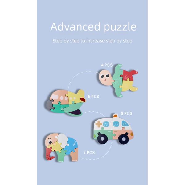 Children's Wooden Entry-level Simple and Advanced Puzzle Puzzle,Children's Intelligence Development,Simple Puzzle Toys